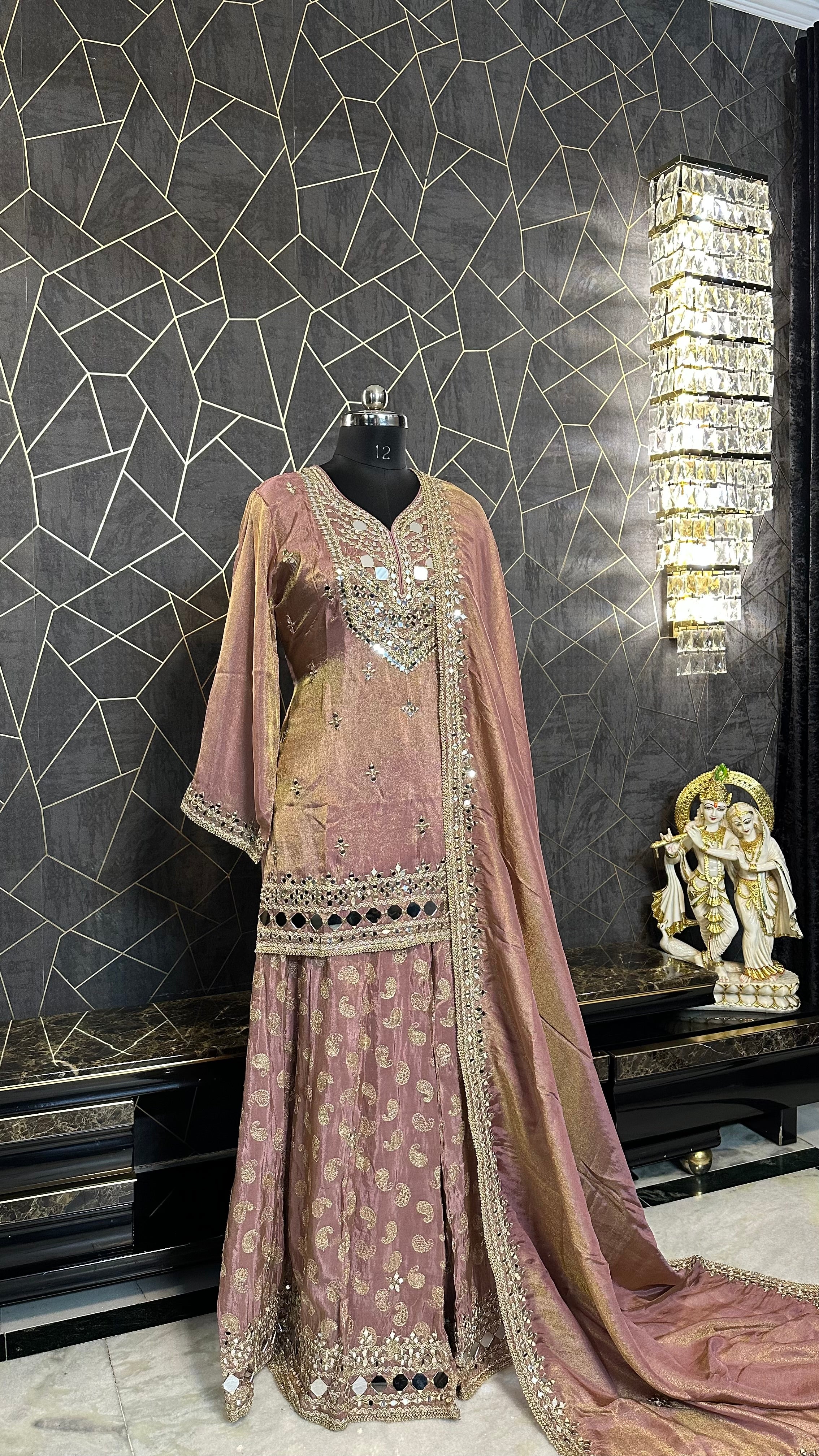 The "Sheesha" - Sparkling Mauve Tissue Sharara Set