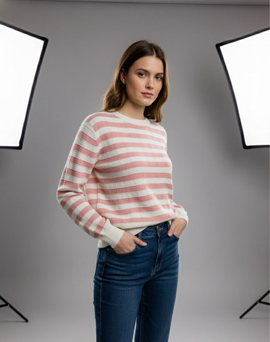 The Classic Stripe Crewneck knitted top