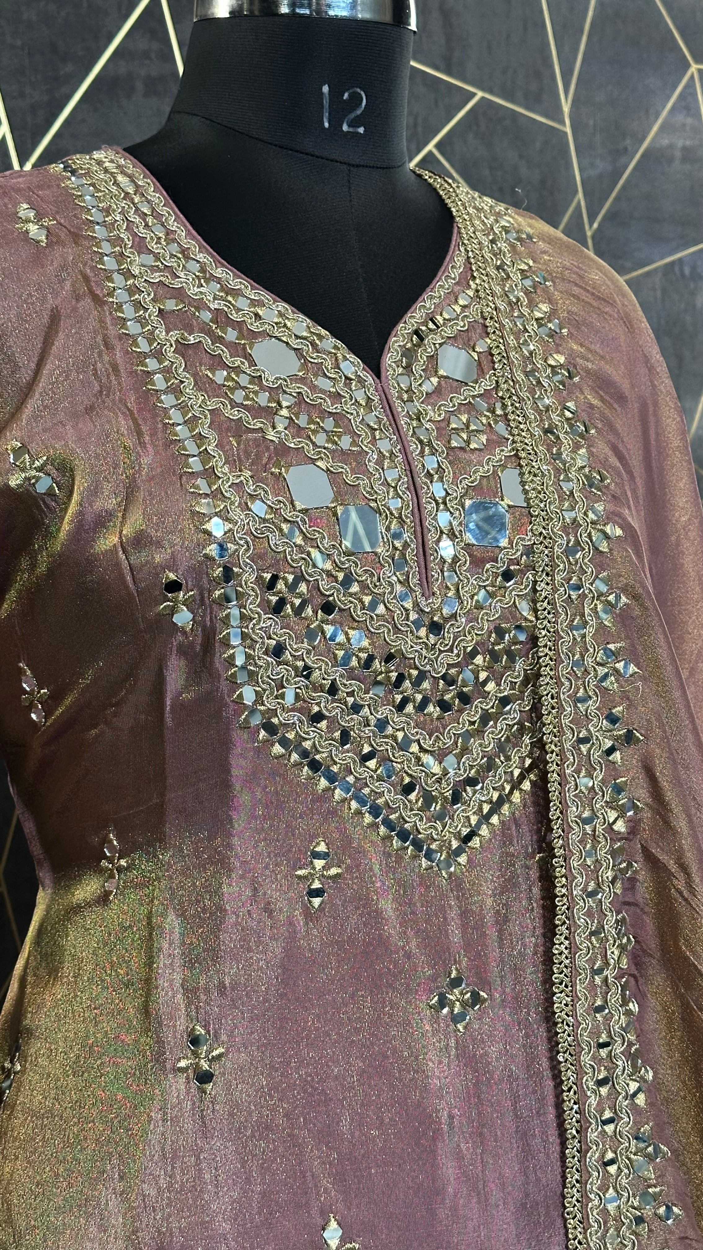 The "Sheesha" - Sparkling Mauve Tissue Sharara Set