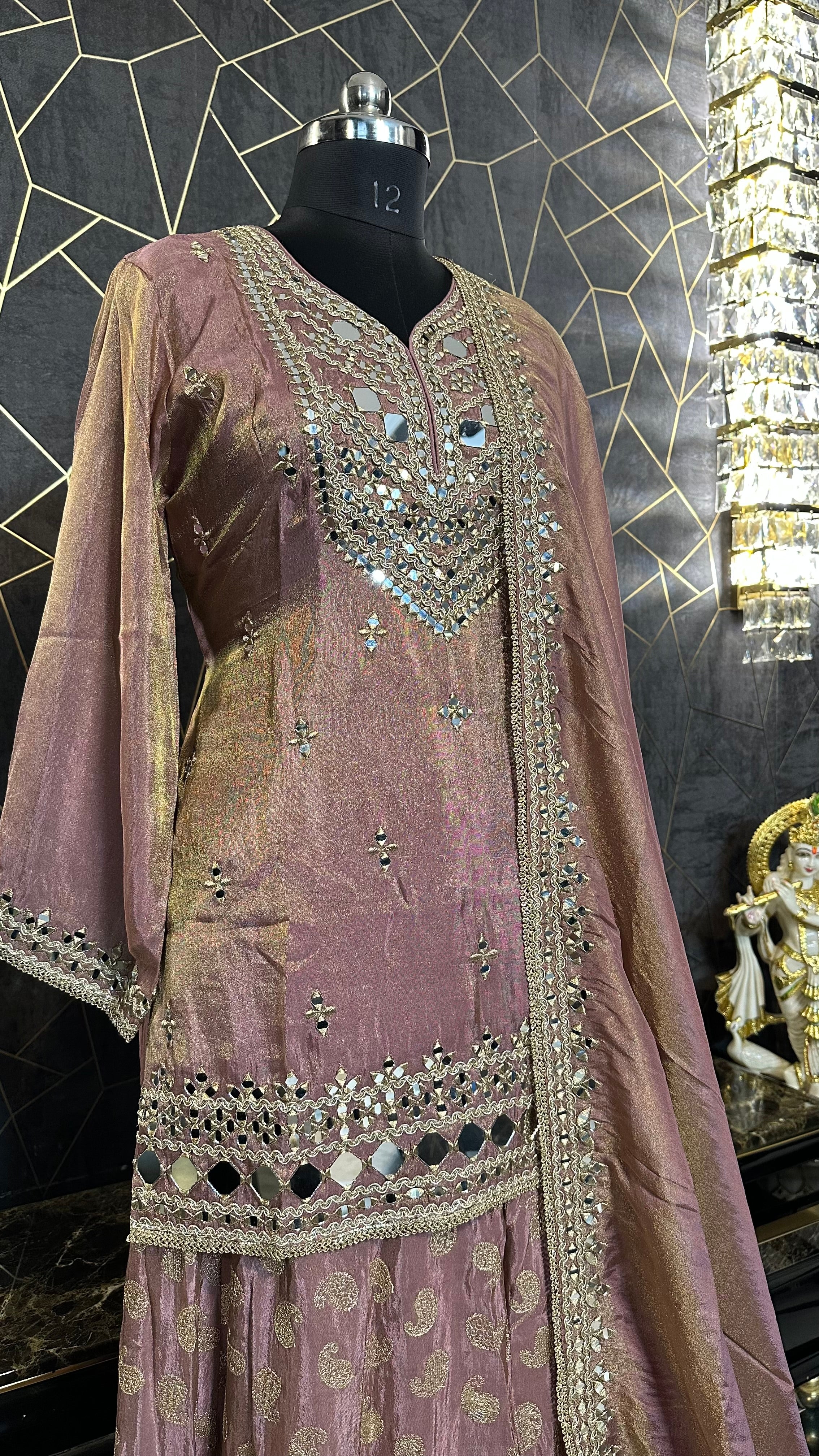 The "Sheesha" - Sparkling Mauve Tissue Sharara Set