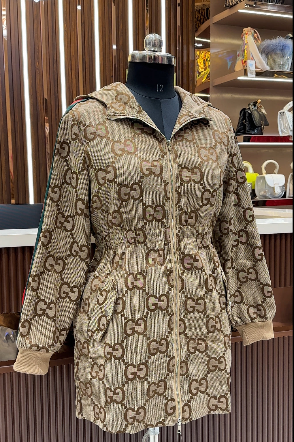 Luxury Monogram Full-Zip Jacket Dress