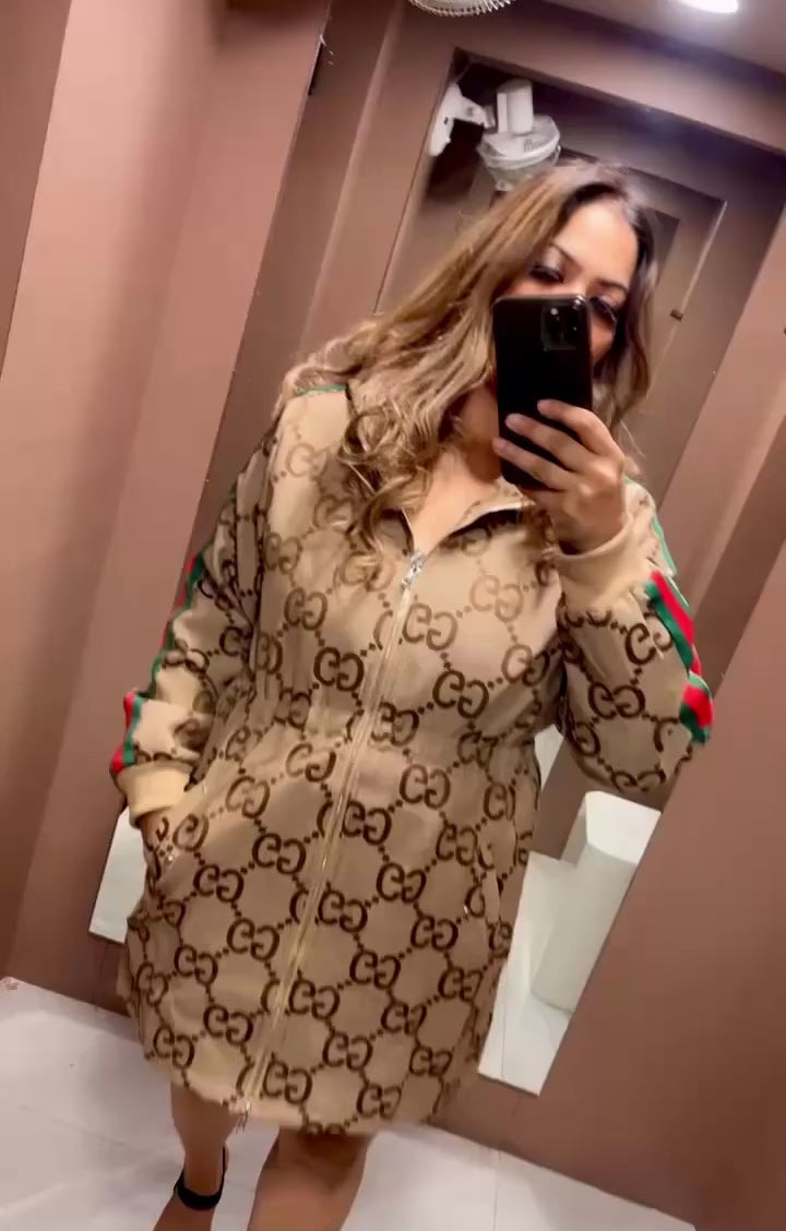 Luxury Monogram Full-Zip Jacket Dress